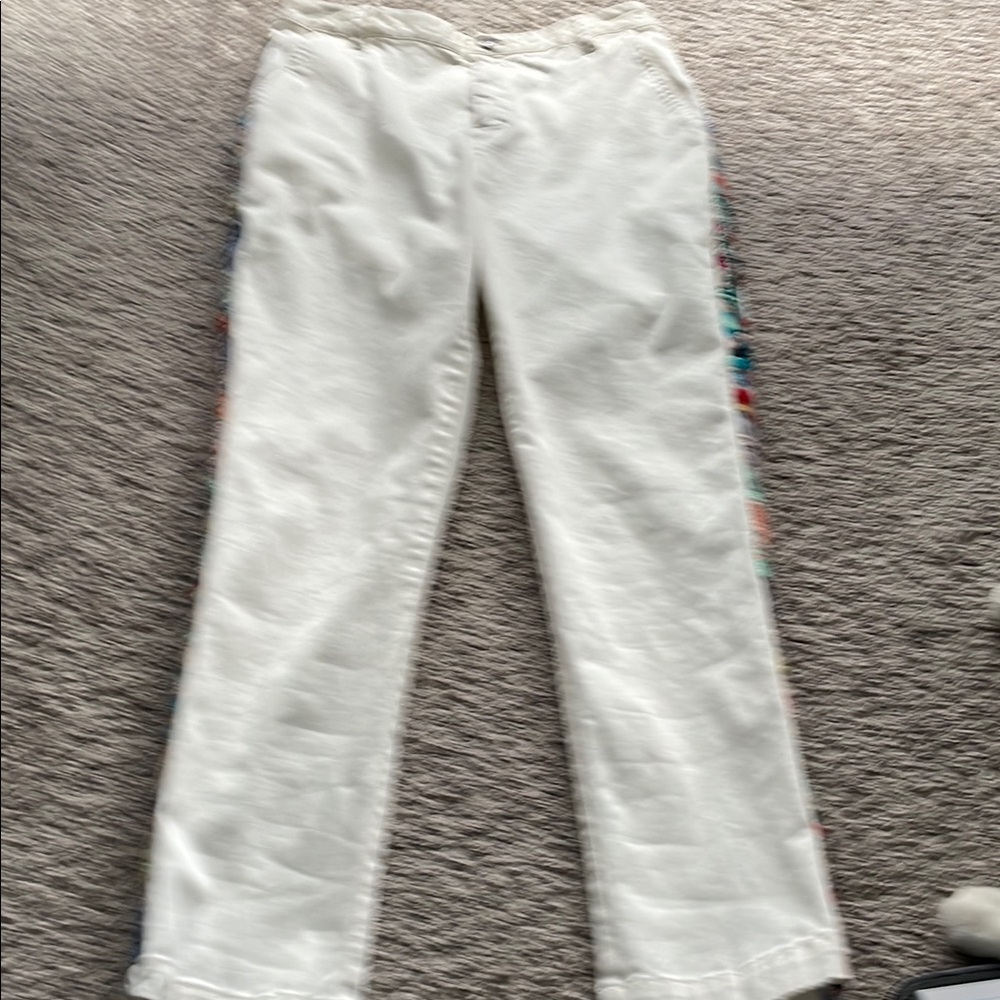 White Pants with Colorful embroidered pattern by Johnny was